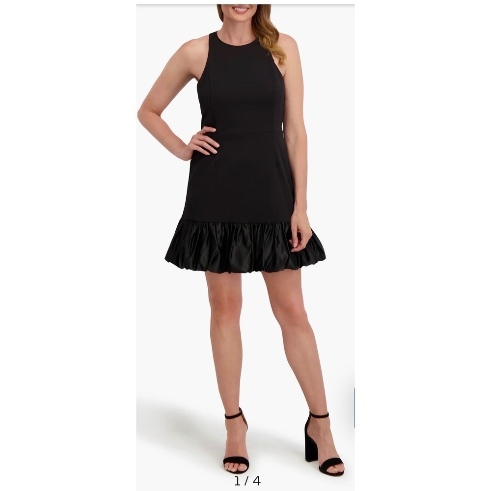 NWT Laundry Shelli Segal Coco Black Cocktail Dress Size 8 Bubble Hem MSRP $128